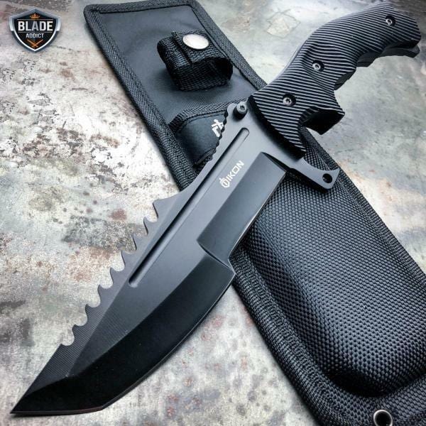 9PC Black Tactical Fixed Blade Sword Machete Axe Hatchet Karambit Knife Set